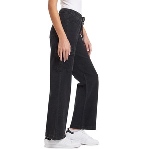 Custom Pockets Baggy <b>Jeans</b> Fashion Streetwear 100% Cotton Women Denim Trouser Loose Cargo Pants <b>With</b> <b>Elastic</b> <b>Waist</b> From BD - Product Image 6