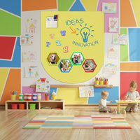 Tableau blanc magnétique UCI Art Déco imperméable réutilisable en PET pour enfants, autocollant mural effaçable pour dessin, idéal pour la maternelle, le bureau et la maison