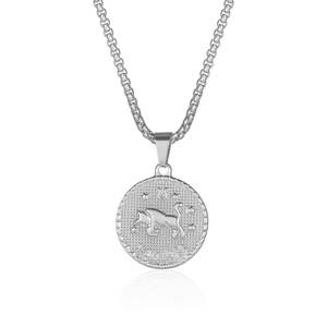 Collar <span class=keywords><strong>de</strong></span> Cadena <span class=keywords><strong>de</strong></span> Acero Inoxidable con Signo del Zodiaco, Chapado en Oro, Colgante <span class=keywords><strong>de</strong></span> Moneda <span class=keywords><strong>de</strong></span> 12 Constelaciones, para Fiestas, Bodas, Horóscopo - Product Image 5