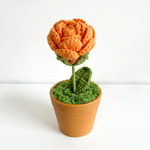 El yapımı Mini tığ gül saksı bitkileri toptan el dokuma çiçekler araba masa ev dekorasyon için dantel özellikleri ile - Product Image 5