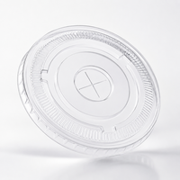 Couvercle de tasse PET 90 mm plat et à ouverture pour boire, en plastique transparent jetable, pour smoothies, bubble tea et jus