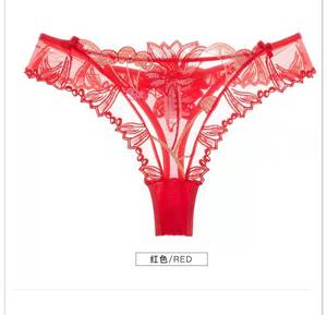 Factory Outlet Tanga de mujer Bragas Bordado de cereza Tentación sexy Tanga transparente - Product Image 1
