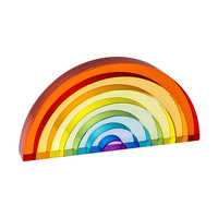 Blocs de construction en bois transparents arc-en-ciel - Jouets éducatifs Montessori pour enfants, ensemble de 40 pièces, thème bâtiments modernes à l'échelle 1:8
