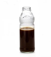 Bouteille en verre cylindrique de 340 ml avec couvercle transparent et étiquettes pour jus, soda, lait, thé et café