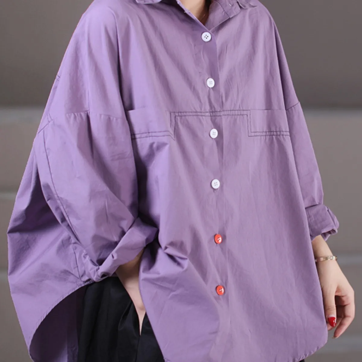 Atacado 2023 Outono Design Nova Versão Coreana Simples Solta Grande Casual Polo Pescoço Camisa das Mulheres