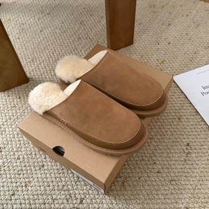 2026 new one-piece sheepskin and cotton men's flat-bottomed leather <b>warm</b>-up cotton <b>shoes</b> for winter slip-on <b>warm</b> cotton <b>shoes</b> - Product Image 1