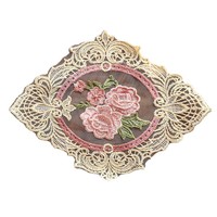 Napperon vintage en dentelle brodée, motif floral multi-usage, tissu irrégulier, résistant à la chaleur, fait main, écologique, pour la maison et les mariages
