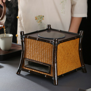 Bamboo Woven Dual-Purpose Tea Stove Electric Ceramic Coal Burner Portable Indoor Heating Stove Firewood Fuel Durable Design - Product Image 1