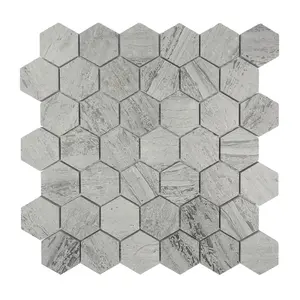 Hexagon shaped handmade mosaic floor tile