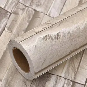 Bán sỉ hình nền cuộn màu xám-Cổ điển 3D gạch màu xám pvc tự dính dày wallpaper rolls