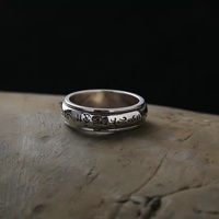 Bagues de mariage ou bagues tournantes plaquées rhodium style hip-hop, bague de prière Om Mani Padme Hum pour hommes