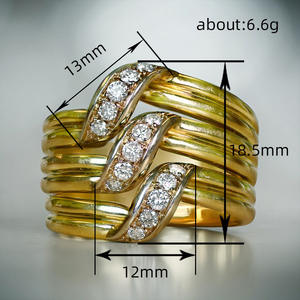 Anillo de Cóctel Geométrico H476, Oro Sólido de 18K, Engaste de Diamantes Redondos en Canal, Anillo Fino Unisex para Boda - Product Image 4