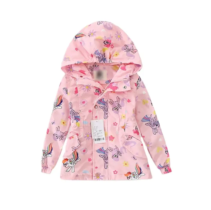 Custom children spring autumn outdoor rain wear kids waterproof and breathable rain jacket girls hooded waterproof rain coat
