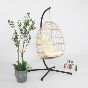 Chaise pliante de loisirs, intérieur/extérieur, chambre, jardin, chaise suspendue en métal et rotin, chaise à bascule simple, imperméable - Product Image 2