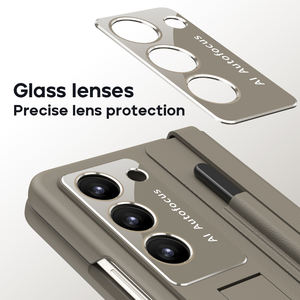 Funda de teléfono con ranura para bolígrafo de cuero para Samsung Galaxy Z Fold 5 4, funda plegable <span class=keywords><strong>gratis</strong></span> con soporte y película frontal de vidrio templado - Product Image 2