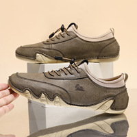 Mocassins unisexes à lacets élastiques à enfiler rapide, chaussures décontractées en cuir imitation cousues à la main, chaussures de tous les jours à semelle souple antidérapante