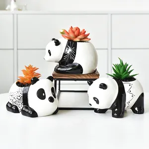 家居装饰件小花盆/桌面装饰花园装饰熊猫造型多汁花盆
