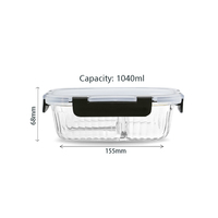 Contenants de stockage alimentaire en verre borosilicate avec couvercles hermétiques sans BPA, ensemble de contenants en plastique à fermeture facile pour la cuisine, boîte à lunch