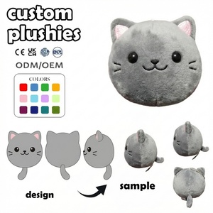 Peluche personnalisée à faible MOQ, jouet en peluche chat gris avec oreilles intérieures en <span class=keywords><strong>fourrure</strong></span> douce, poupée en peluche pour anniversaire - Product Image 1