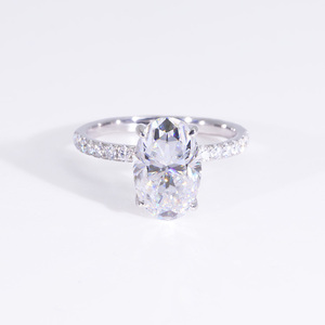 Anillos de Compromiso Personalizados de Oro Sólido de 10k/14k/18k con Diamantes Cultivados en Laboratorio con Certificado IGI, Corte Ovalado, CVD/HPHT, de 0.5-2CT, para Mujeres y Hombres, Regalo - Product Image 1
