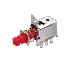 Straight key switch with a fixed hole self-locking lockless switch red button key switch PS-22F06L