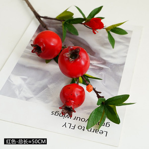 All'ingrosso nuova simulazione frutta 3 testa di melograno artificiale ramo per la decorazione della casa fotografia oggetti di scena Halloween pasqua - Product Image 5