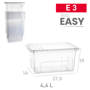 Contenitore di Stoccaggio Trasparente Box Easy 4.4 L, Organizzazione Domestica, Contenitore in Plastica Durevole e Riutilizzabile - Product Image 1