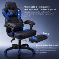 Chaise de jeu ergonomique en cuir PVC OEM ODM 90 ° -135 °   Chaise de bureau pivotante à 360 degrés avec accoudoirs et repose-pieds articulés