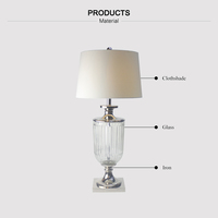 Lampes de table contemporaines à corps en verre en métal argenté Led pour chambre à coucher vente en gros