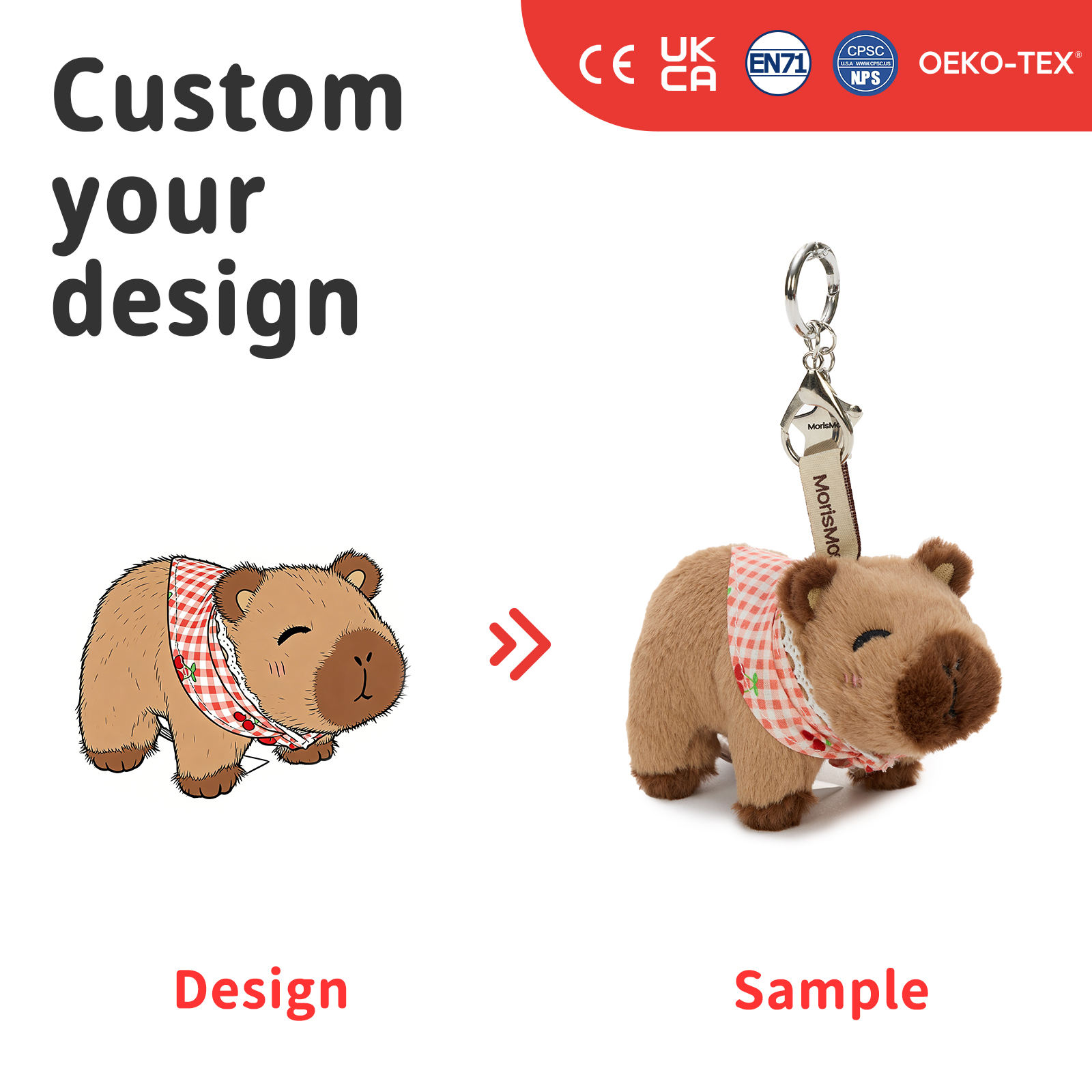 Porte-clés en peluche personnalisé