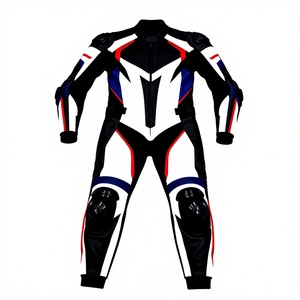 Traje de Motociclismo de Cuero para Hombre, Color Negro y Blanco, Manga Larga, Impermeable - Product Image 3