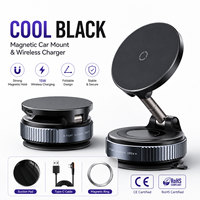 Support de téléphone magnétique sans fil pour voiture, charge rapide 15W, fixation par ventouse, pliable, rotation 360°, support de tableau de bord/bureau en alliage