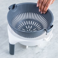 Nouvelle Tendance : Hachoir Rotatif Multifonctionnel 9-en-1 en Acier Inoxydable avec Double Panier d'Égouttage pour Légumes