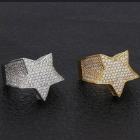 Großhandel Mode Vergoldete Mikro-Pavé Zirkonia Sternförmige Bandringe Hip-Hop Bling Iced Out Ringe für Männer Frauen Geschenk