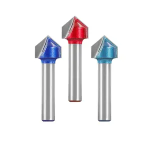 V-Groove Milling Cutter 1/4 Shank Round Machine Professional 3D Cutting Groove Rooter Bit