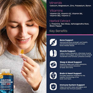 Prezzi all'ingrosso OEM proprio marchio calcio magnesio e zinco gummie vitamina D3 glicina, magnesio integratori senza zucchero - Product Image 2