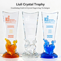 Trophée Cheval Triomphant Jadevertu 2026 - Verre de cristal LIULI sablé et gravé, durable, imprimé UV LJ1085