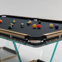 Table de billard de luxe personnalisable modèle TK, style américain, pour jeu à domicile, verre noir, cadre doré