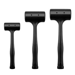 Rubber Hammer With Steel Ball Inside Shockproof Construction Striking Tool Black Round Headed Hammer For Tiling And Flooring - Product Image 5