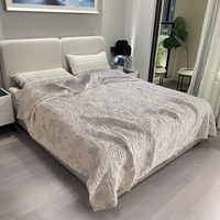 Couverture en gaze de coton à motifs floraux, réversible, double face, pour canapé, idéale pour chambre d'hôtes, commande en gros