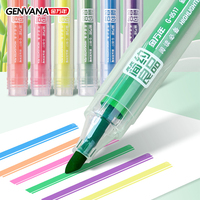 Marqueur surligneur GENVANA, pointe oblique en fibre, multicolore, fluorescent, pour notes d'étude et dessin DIY, directement de l'usine