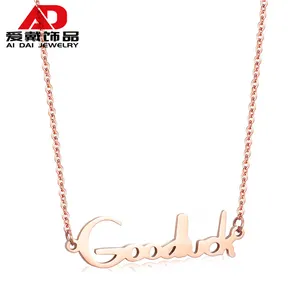 Collar creativo de acero inoxidable para mujer, letras de oro rosa, letras personalizadas, nombres chinos e inglés