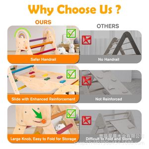 Solid Wood Children's Climbing Frame Indoor <b>Slide</b> <b>Swing</b> Climbing Wall Sensory Integration Training Equipment - Product Image 4
