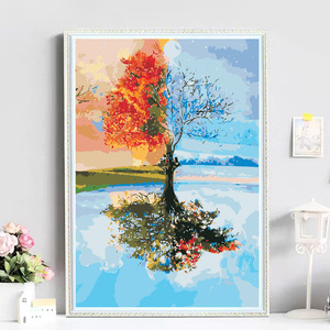 Sơn theo số cho người lớn trẻ em DIY handpainted sơn dầu bức Tranh phong cảnh hình ảnh cây sơn trang trí nhà tùy chỉnh hình ảnh - Product Image 1