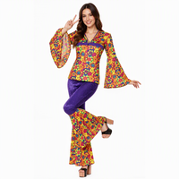 Costume hippie chaud pour dames des années 60 70 pantalons évasés fusées pour performance sur scène