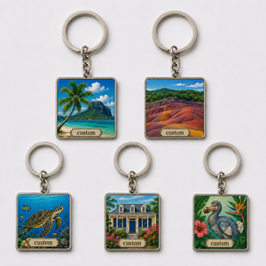 Porte-clés personnalisés de gros de haute qualité <span class=keywords><strong>Maurice</strong></span> – Éléments de l'île <span class=keywords><strong>Maurice</strong></span>, souvenirs de <span class=keywords><strong>voyage</strong></span>, porte-clés avec l'attraction de Chamarel - Product Image 1