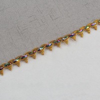 Usine argent métallique couture frivolité dentelle bricolage Polyester tissu coupe 2cm 13m or paillettes tressé dentelle garniture pour Costume
