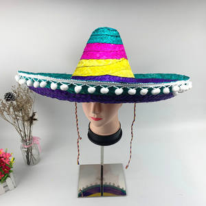 Chapeau Sombrero Chapeau de paille mexicain Chapeau de paille tissé Hawaii Style Fiesta <span class=keywords><strong>Dressing</strong></span> Up Costume Accessoire Amosfuns - Product Image 2