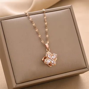 Venta al por mayor de moda popular 18K chapado en oro rosa de oro de acero inoxidable de la joyería colgante de cadena collares para las mujeres - Product Image 3