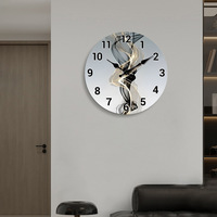 Horloge murale moderne en bois MDF de 12 pouces, motif champ de tournesols personnalisé, best-seller transfrontalier, mouvement silencieux à quartz, fonctionne sur piles